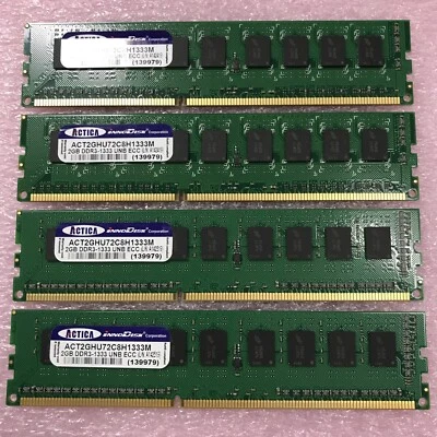 ACTICA ACT2GHU72C8H1333M 8GB Kit 4X2GB PC3-10600 DDR3-1333 CL9 ECC UNB DIMM - Image 1 of 4
