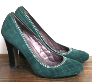 POETIC LICENCE QUILTED TEAL GREEN GENUINE LEATHER SUEDE HIGH HEEL PUMP SHOES 6M - Picture 1 of 12