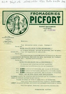 Dépt 12 - Saint Saturnin - Très Belle Entête d'une Fromagerie du 15/02/1930 - Picture 1 of 1