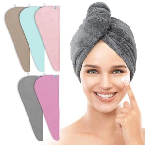 5 Pack Thicken Microfiber Hair Towel Wrap for Women - Elastic Loop Design - 3... - Picture 1 of 7