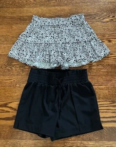 LOT OF 2 VANILLASTAR  Girls KIDS  BLACK AND FLORAL Pull OnATHLETIC Shorts SIZE S - Picture 1 of 10