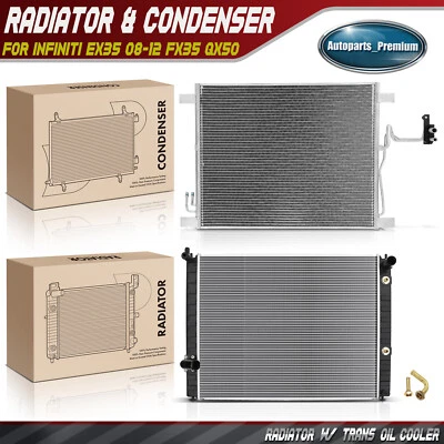 Kit de refrigeración de radiador y condensador de CA para INFINITI EX35 08-12 FX35 QX50 QX70 automático Foto 1 de 4