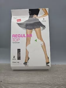 NWT 2 Pair B SIZE Hanes Stylessentials Regular Top Pantyhose Sheer Leg Suntan - Picture 1 of 7