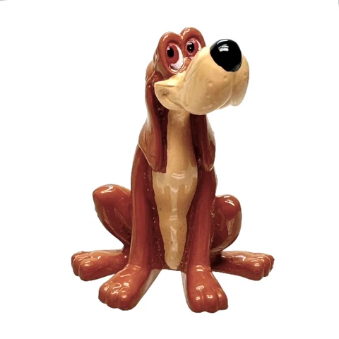 Disney Cinderella PVC Mini Figure Bruno Brown Hound Dog Sitting Toy HTF 1990s 2” Cover