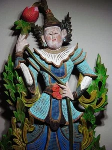 A BURMESE MYTHOLOGICAL NAT SPIRIT WOOD CARVING. MYANMAR 20th C. - Picture 1 of 12
