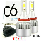 2PC H11/H9 LED Headlight Super Bright Bulbs Kit 6000K White 330000LM HI/LOW BEAM