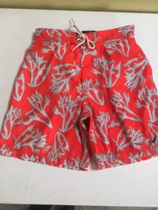 Nautica Coral Board Swim Shorts Trunks Mens M Red Orange Gray Pockets - Picture 1 of 10