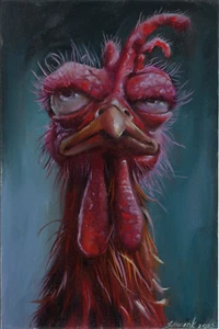 original painting 20 x 30 cm 83ST artwork oil paints chicken - Picture 1 of 3