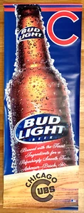 HUGE Chicago Cubs-Budweiser Bud Light Beer Vinyl Wall Banner 60x22" New 2-Sided - Picture 1 of 3