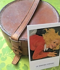 FRENCH VICTORIAN 1800s MEN TRAVEL COLLAR BOX CASE ~ GENUINE LEATHER ~ DATED 1880 - Picture 1 of 10