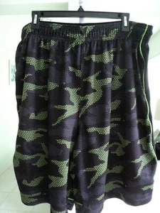 ANDI 2XL BLACK GREY GREEN SHORTS ELASTIC WAIST DRAWSTRING POCKETS #7107 - Picture 1 of 3
