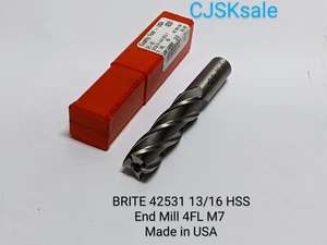 BRITE 42531 13/16 HHS End Mill 4FL M7 Made in USA (NEW). - Picture 1 of 9