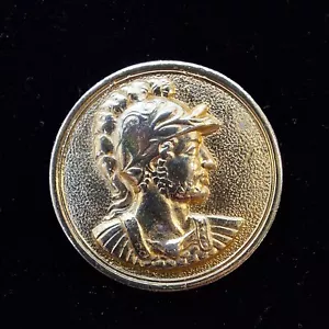 Broche prendedor vintage medallón guerrero griego romano tono dorado - Imagen 1 de 4