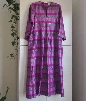 Jim Thompson Vintage Silk Thai Caftan Kaftan 70s 60s Dress Siam Kimono HIPPIE L - Image 1 of 4