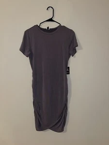 Women’s Express Grey Casual Bodycon Crew Neck Short Sleeve Dress Knee Length - Picture 1 of 2