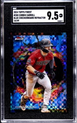 2024 Topps Finest Corbin Carroll Blue Checkerboard Refractor /49 SGC 9.5 Mint+ - Image 1 of 2
