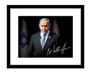 Benjamin Netanyahu 8x10 Signed photo print with Israel Flag prime minister Zion - Picture 1 of 2