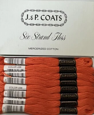 J&P Coats Embroidery Floss - #236 Orange Blaze - Box Of 24 New - Image 1 of 4