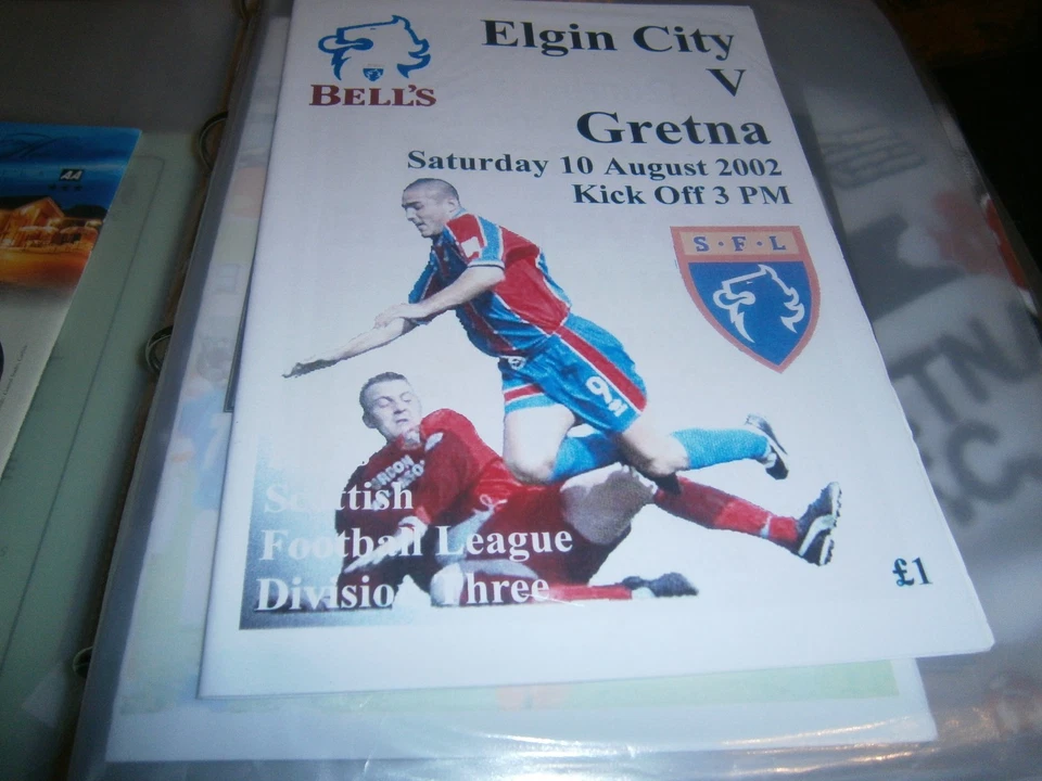 PROGRAMME - ELGIN CITY v GRETNA - FIRST AWAY SCOTTISH LEAGUE GAME - 10 AUG 2002 - Image 1 of 1