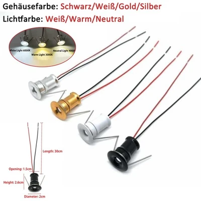 1W Mini-LED-Strahler 12V/220V Deckeneinbauleuchte Vitrinen-Display-Lampen 15mm - Bild 1 von 4
