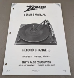 Zenith Record Changers Models 169-455, 169-457 Service Manual D-3638 - Picture 1 of 3