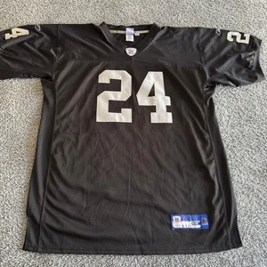 Camiseta deportiva negra para hombre Reebok Michael Huff NFL Oakland Raiders 2006 auténtica 56 nueva sin etiquetas - Imagen 1 de 11