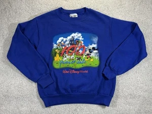 VTG NEW Disney Parks 100 Years of Magic Disney World Youth Large Blue Sweater - Picture 1 of 6