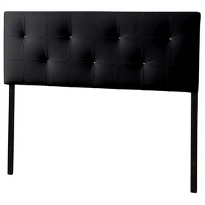 Baxton Studio Dalini Faux Leather Tufted Full Panel Headboard in Black - Picture 1 of 2
