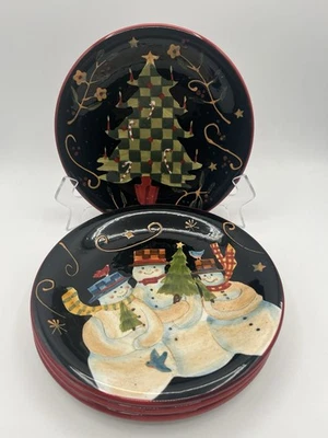Juego de 4 platos de postre para ensalada Susan Winget HOLIDAY GREETINGS 8,25" certificados Int Foto 1 de 4