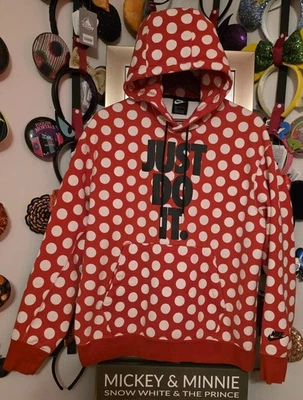 Nike Red And White Polka Dot Printed Pullover Hoodie Just Do It Sz Large  - Image 1 of 4