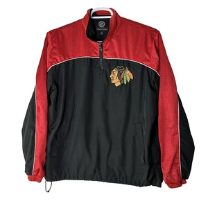 Chicago Blackhawks Jacket Mens Medium Black Red NHL Hockey Pullover Windbreaker - Picture 1 of 8