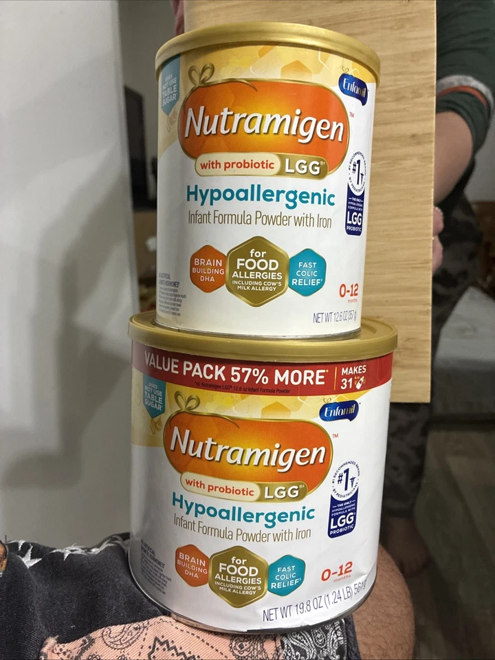 Fórmula infantil hipoalergénica Enfimal NUTRAMIGEN 2 latas de 12,6 OZ y lata de 19,8 OZ Foto 1 de 4