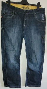 Henleys Men's Jeans - Dark denim/yellow - Size 34 - Picture 1 of 4