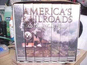 America’s Railroads The Steam Train Legacy VHS Juego de 7 cajas de cintas más postales de colección - Imagen 1 de 3