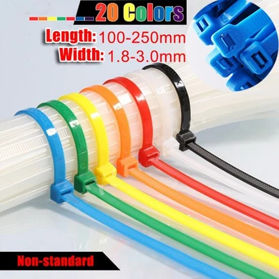 Colorful Cable Ties Small Zip Tie Wraps Nylon Plastic 1.8mm 2mm 2.7mm 3mm Width - Image 1 of 4