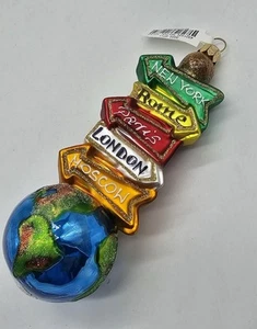 Neiman Marcus World Directions Holiday Weihnachten Glas Ornament handbemalt neu - Bild 1 von 2