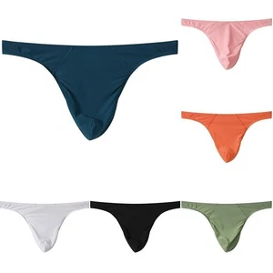 Low Waist Underwear Bikini Underpant Men Casual Wear All Seasons Ice Silk Thongs - Picture 1 of 23