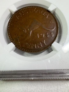 1944 Australia 1 Penny Graded AU 55 BN by NGC Struck Thru Error - Picture 1 of 5