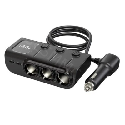 3 USB Car Cigarette Lighter Socket Splitter PD Fast Charger Power Adapter Outlet - Image 1 of 4
