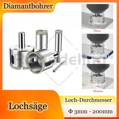 Diamantbohrer Bohrkrone 3mm - 200mm Glasbohrer Stein Fliesen Lochbohrer Lochsäge - Bild 1 von 4
