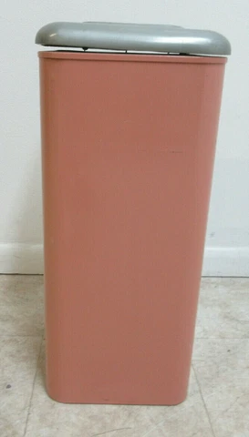 Vintage 1950s Industrial Dental Cabinet Trash Can Waste Basket mechanical Lid B Cover