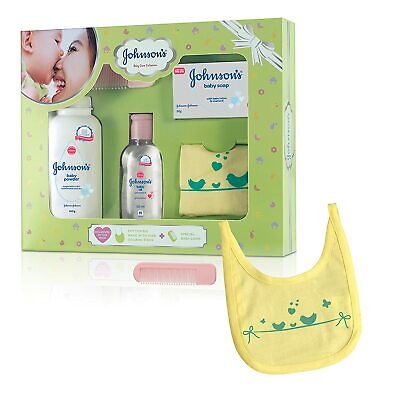 Johnson's Newborn Baby Care Gift Set With Organic Cotton Bib & Baby Comb,5 Pcs. • 21.59£