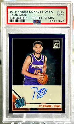 2019 Panini Donruss Optic Ty Jerome Rated Rookie Signatures Purple Stars / PSA 9 - Imagen 1 de 4