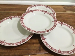 4 pc Mcnicol China RestaurantWare Carlton red Piece old 6.25" Bread Plates 1914- - Picture 1 of 7