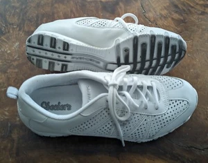 Sketchers Womens White Leather Trainers Size 10 - Picture 1 of 11