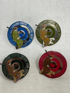 Lot of 4 Annual Shooting Hunting Outdoors Trade Show Hat Lapel Pins - Picture 1 of 6