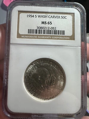 1954-S Washington-Carver 50C NGC MS 65 Silver Commemorative Half   lot# 896 - Image 1 of 4
