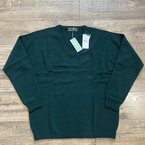 Woolovers Lambswool V-Neck Knitted Herren Sweater Bottle Green Size Large *Neu mit Etikett* - Bild 1 von 7