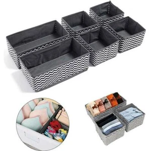 SCATOLA PORTAOGGETTI TELA 6 SEZIONI ARMADIO CASSETTO DIVISORIO ORGANIZER CALZE CRAVATTE GIOIELLI - Foto 1 di 10