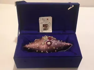 Susan Torrence Glass Christmas Ornament Purple Teardrop Global Village Studio - Picture 1 of 5
